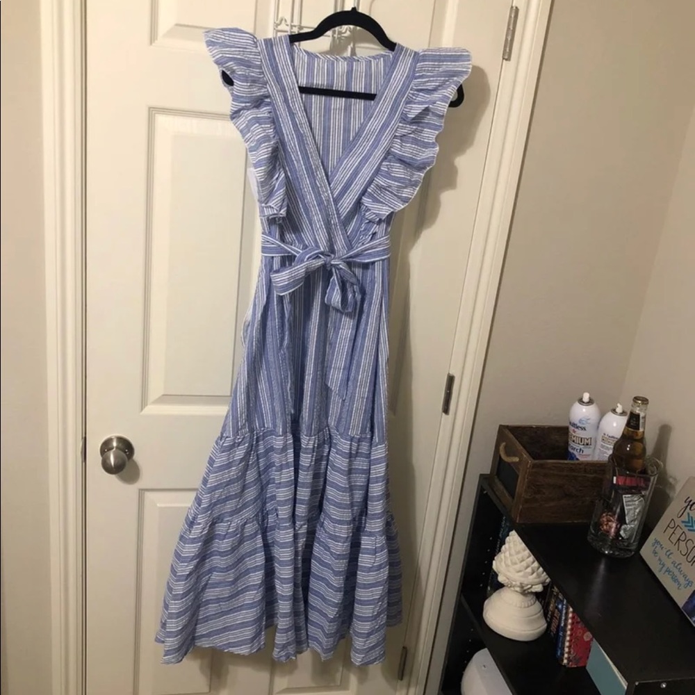 Seersucker fit and flare dress